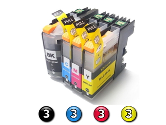 Compatible Brother LC233 ink cartridges 12 Pack Combo (3BK/3C/3M/3Y)